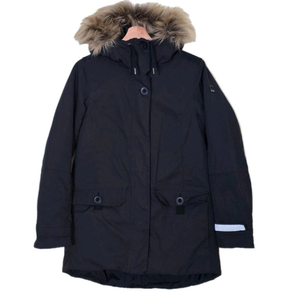 Helly Hansen Svalbard 2 Parka Women M Black Insulated Primaloft Hood Zip Pockets